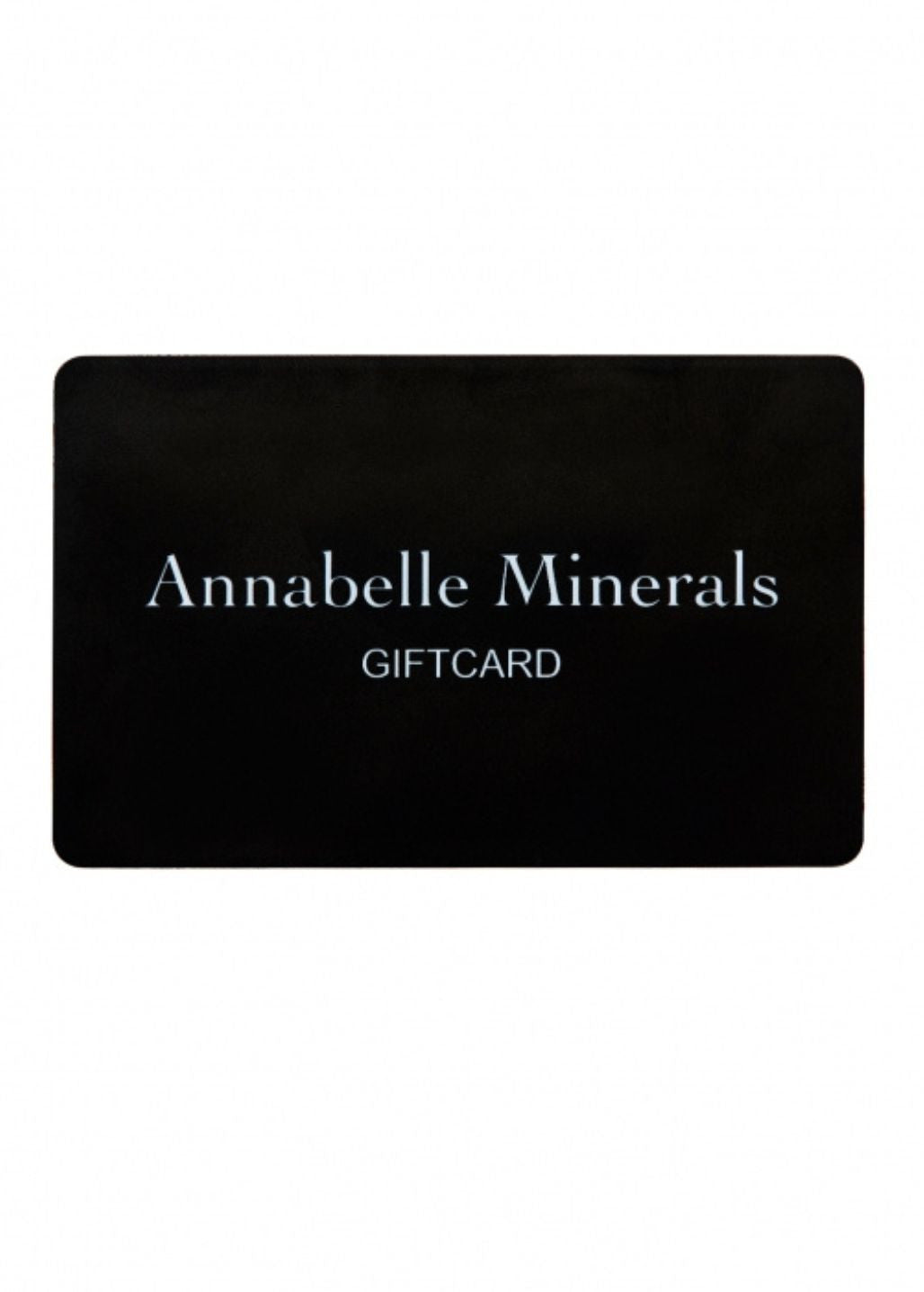 Svart presentkort från Annabelle Minerals med texten Gift Card