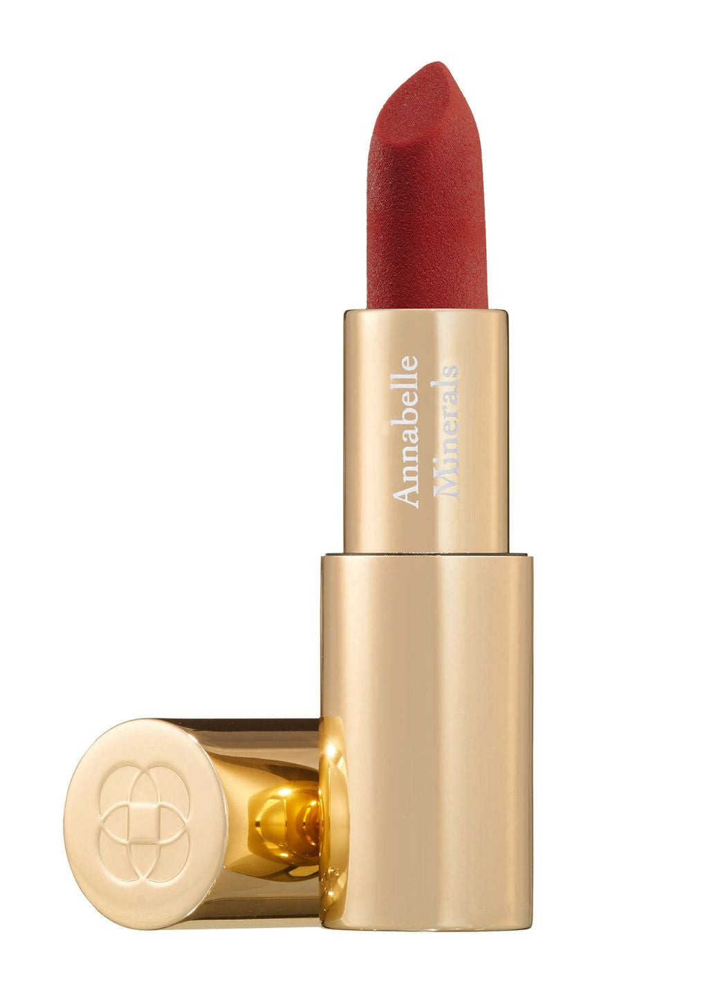 Szminka Annabelle Minerals w odcieniu Strawberry w złotym opakowaniu