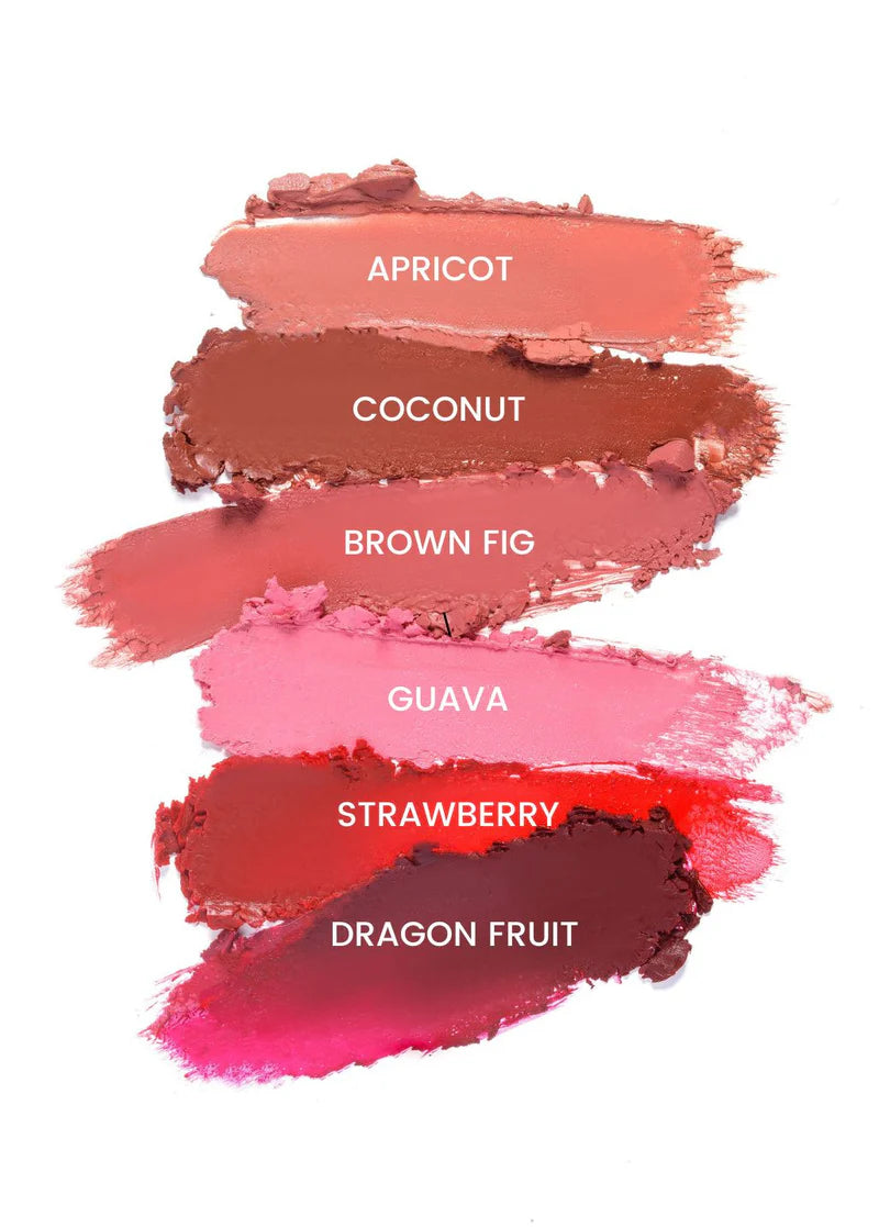 Paleta odcieni pomadek Annabelle Minerals w kolorach od brzoskwini po głębokie czerwienie